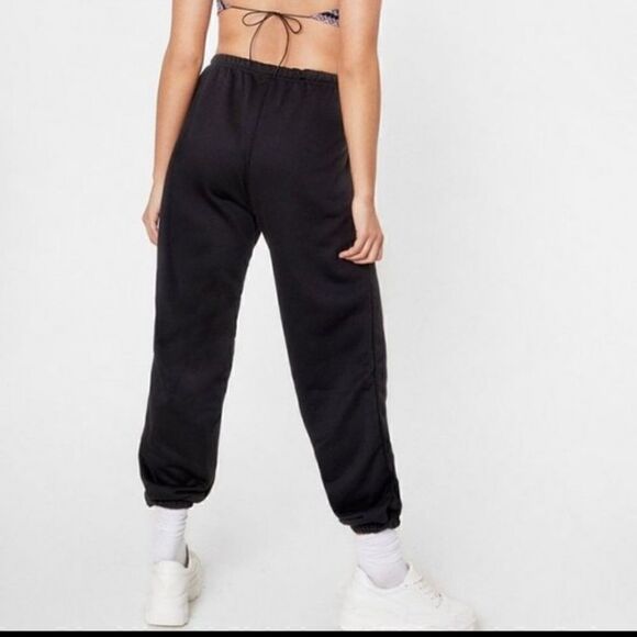 Nasty Gal Jog On Please High Waisted Joggers Black NWT - Picture 2 of 10